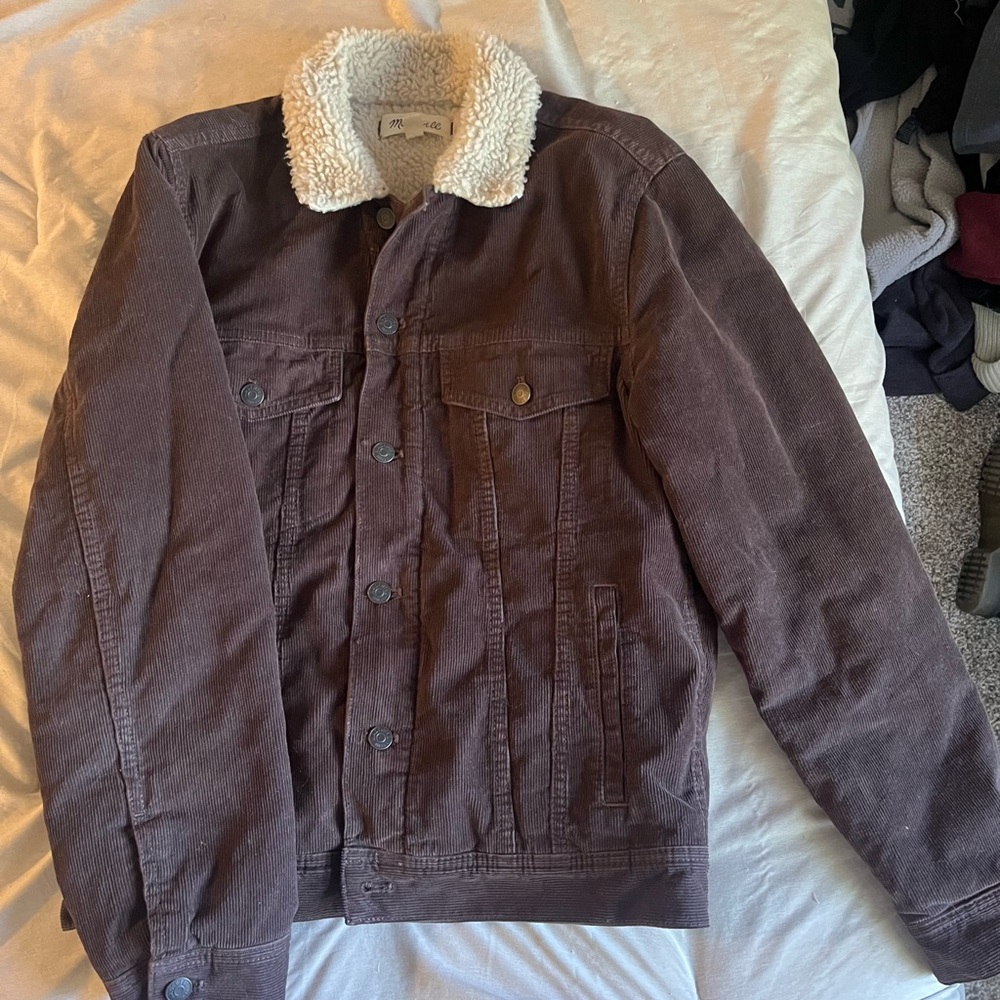 Madewell Brown Corduroy Sherpa Lined Shirt Jacket